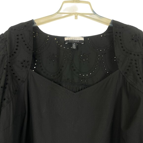 ELOQUII Elements Women's Plus Size Eyelet Puff Sleeve Top Size 24 - Picture 5 of 12